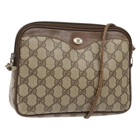 GUCCI GG Supreme Shoulder Bag PVC Beige Gold 114291 Auth 137544 - Picture 1 of 16